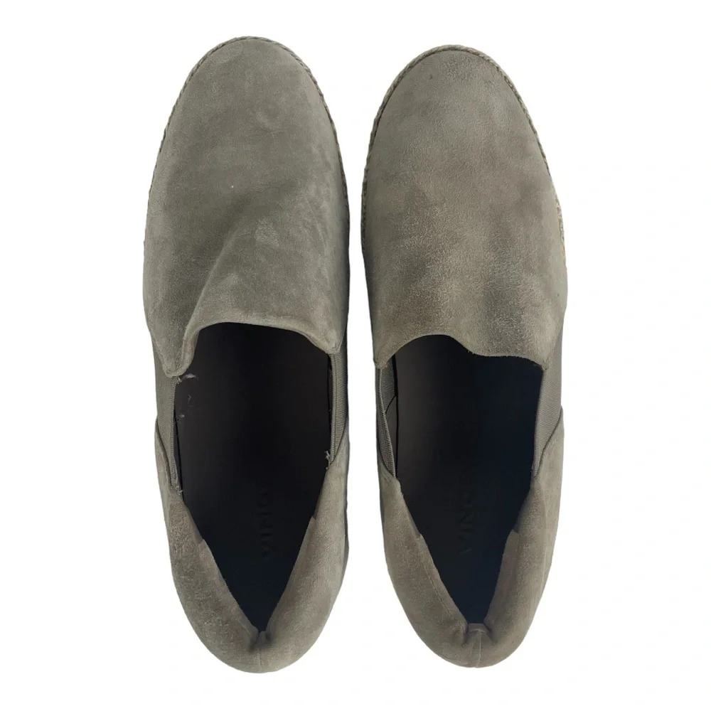Vince Espadrille Platform Slip-on Sneakers Gray Suede Size 7.5‎ / 37.5